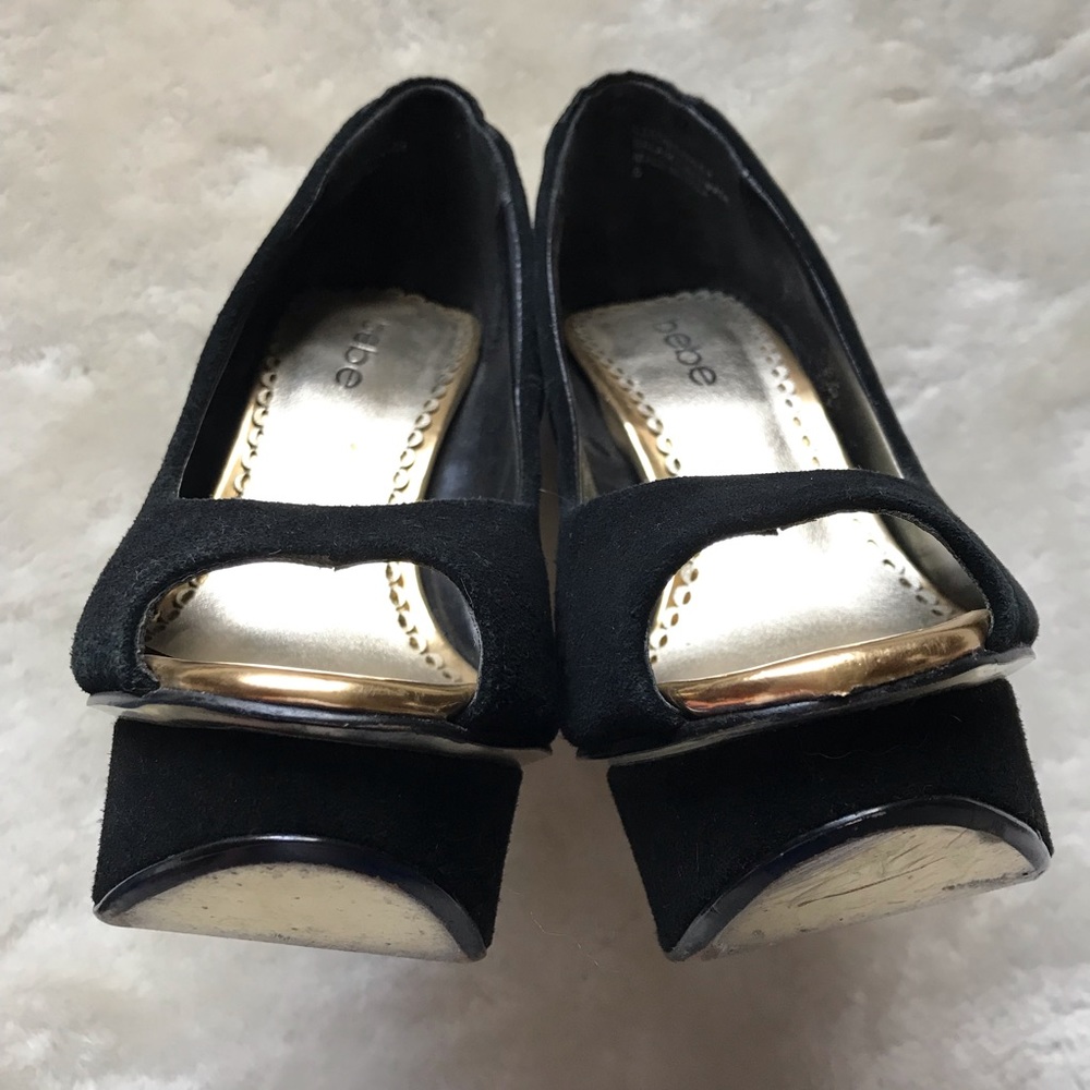 bebe Black peeptoe platforms heels - Picture 4 of 5